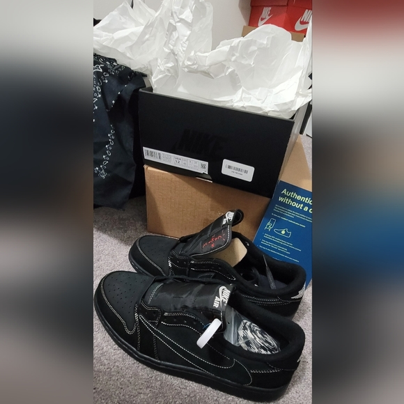 Travis Scott Air Jordan 1 Low Black Phantom Sz 12 New - Picture 4 of 9